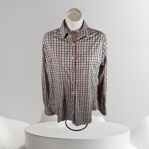 Womens Peter Millar Roll Sleeve Performance Plaid Button Up Shirt Top Medium